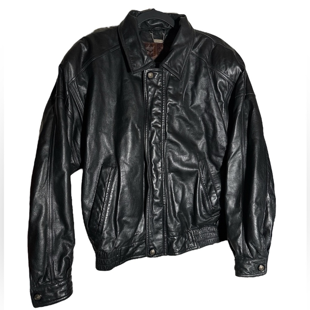 VTG Danier Black Leather Jacket Men's Size Medium Made in Canada